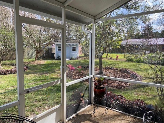 view of unfurnished sunroom