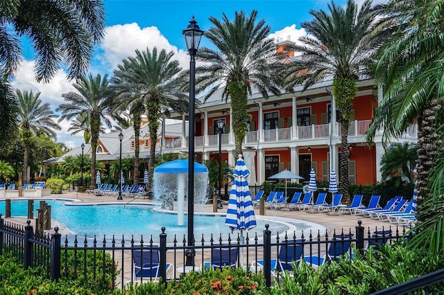 811 Winterside Dr, Apollo Beach, FL 33572 - community pool featuring ceiling fan and a patio area