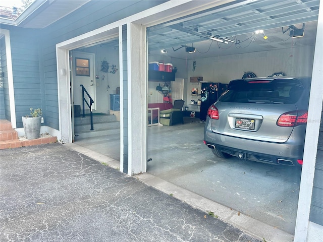 garage with a garage door opener