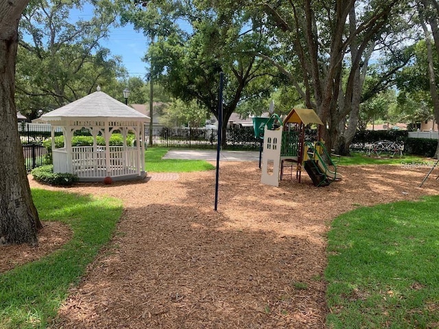 view of jungle gym with a gazebo