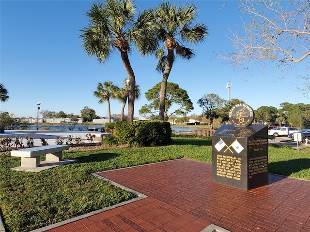 view of patio / terrace with a water view