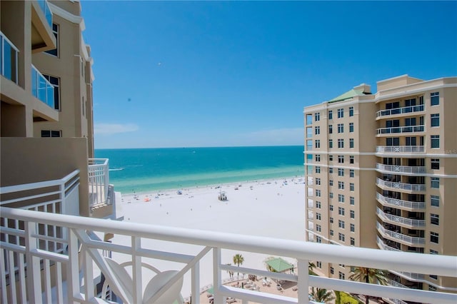 property view of water featuring a view of the beach