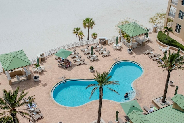 view of pool featuring a gazebo