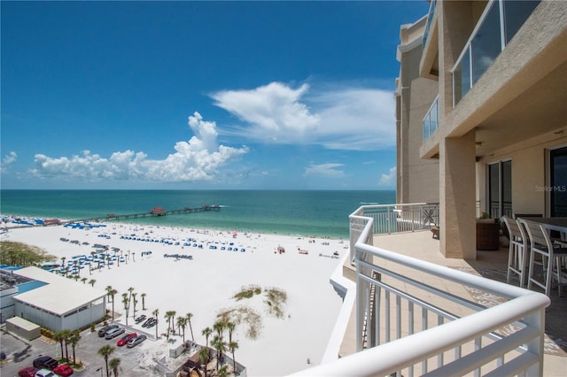 view of water feature featuring a beach view