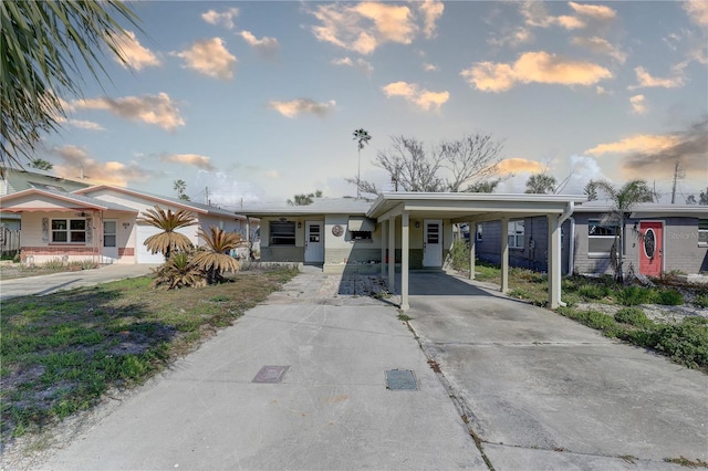 view of front of house with a carport