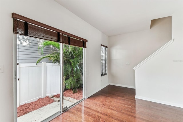 foyer with wood-type flooring