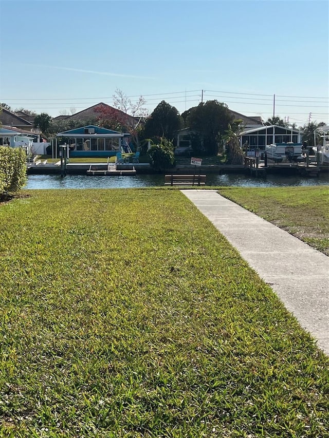 view of yard with a water view