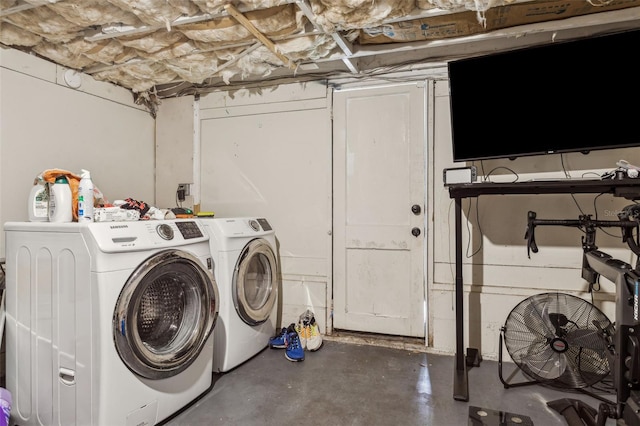 washroom with laundry area and separate washer and dryer