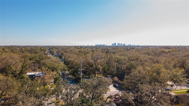 drone / aerial view with a forest view