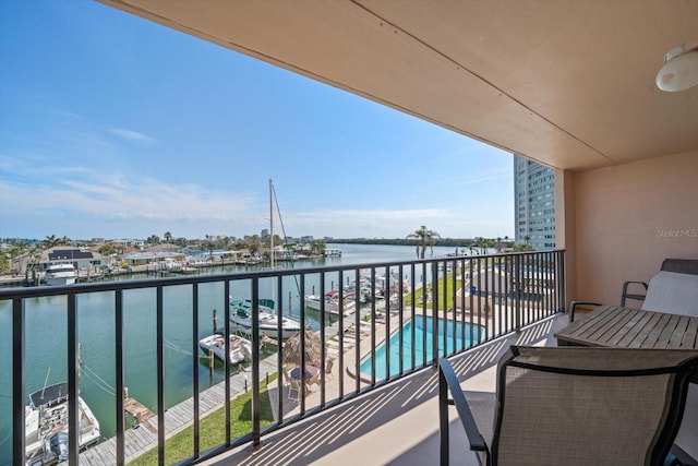 balcony with a water view