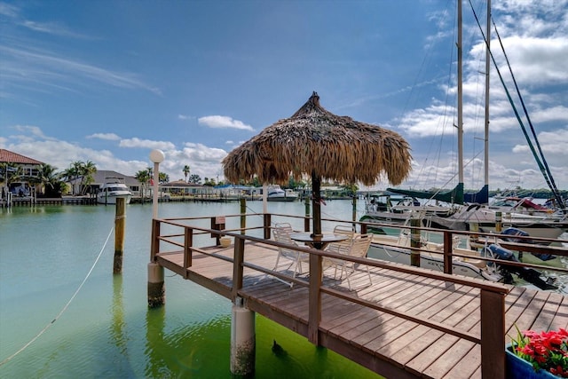 view of dock featuring a water view