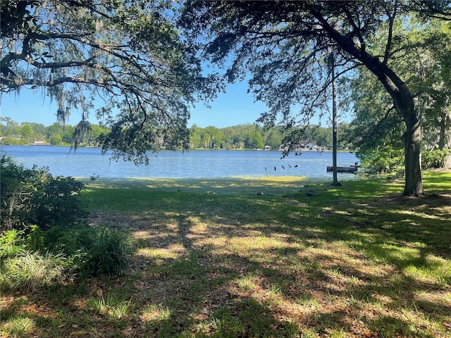 view of yard featuring a water view