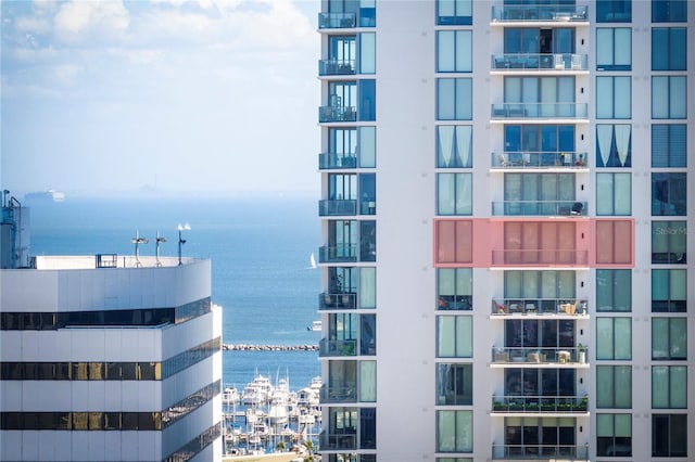 view of property with a water view