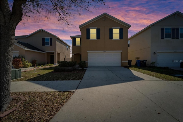 view of front property with a garage