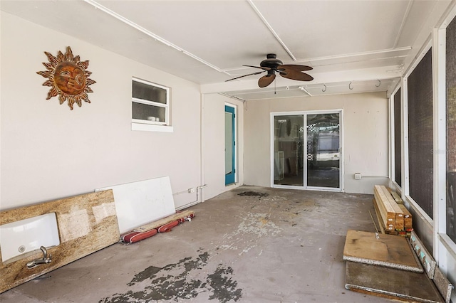 view of patio featuring ceiling fan