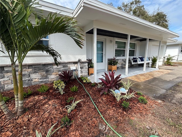 exterior space with covered porch