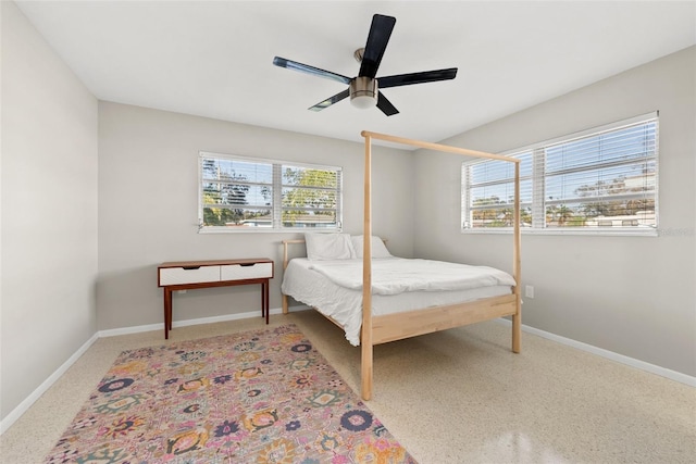 bedroom featuring ceiling fan