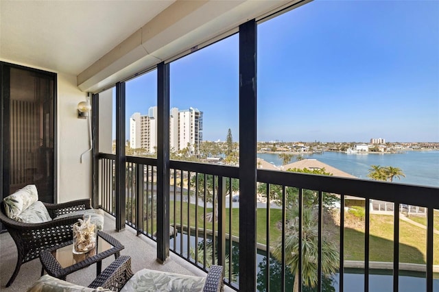 balcony with a water view