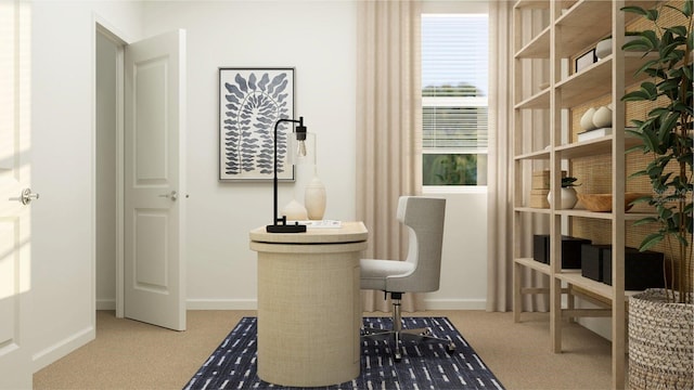 living area featuring light colored carpet