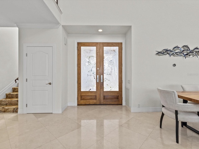 foyer with french doors