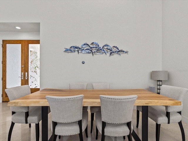 dining room featuring french doors