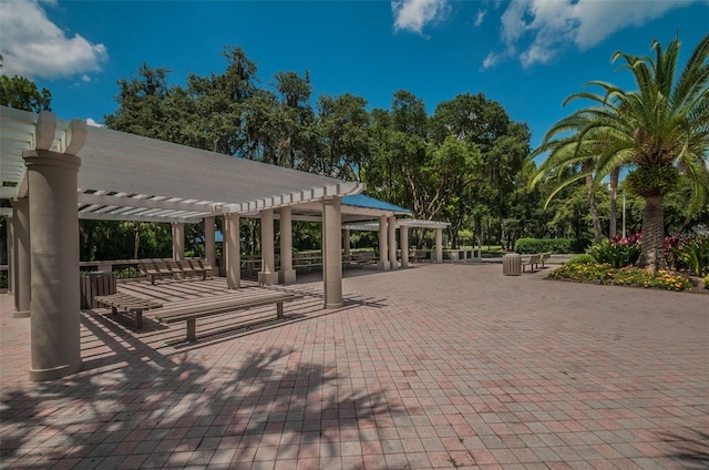 view of community with a pergola