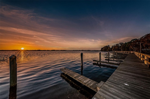 dock area featuring a water view