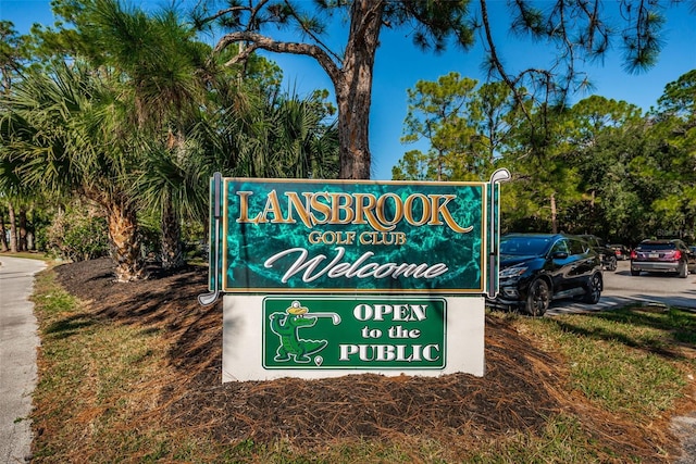 view of community sign