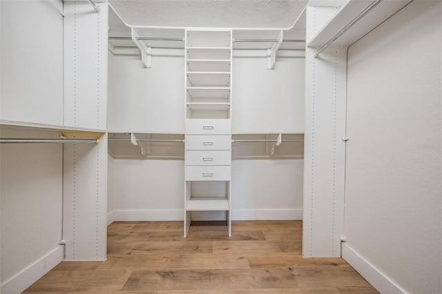 walk in closet featuring light hardwood / wood-style flooring