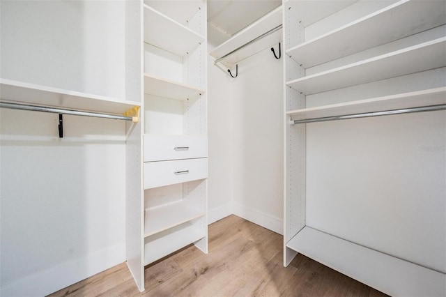 walk in closet featuring light hardwood / wood-style floors