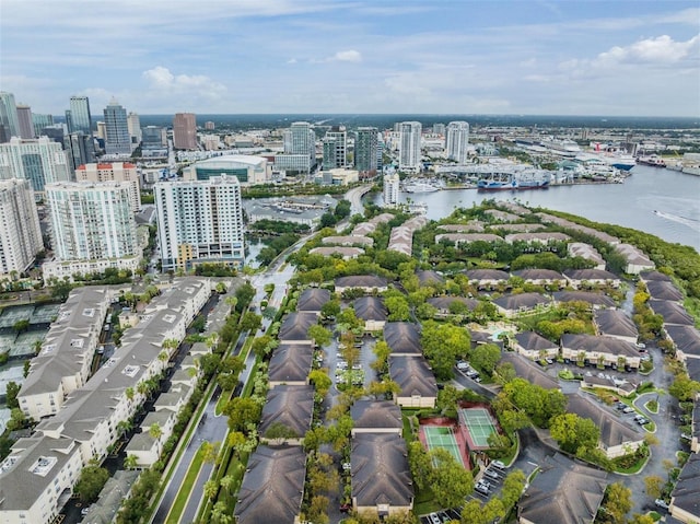 bird's eye view featuring a water view