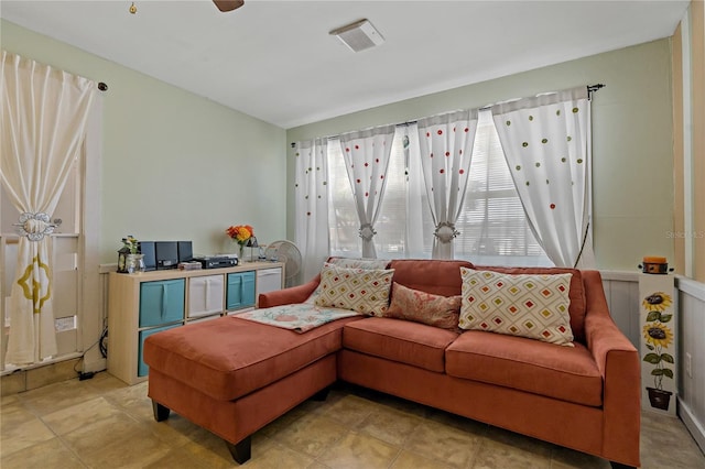 view of tiled living room