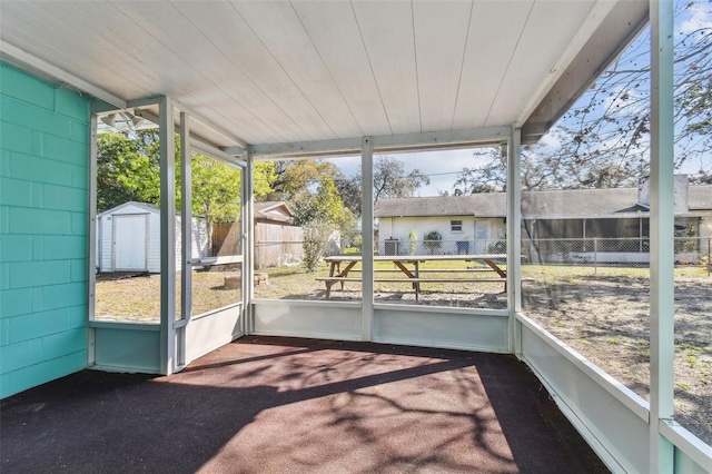 view of unfurnished sunroom