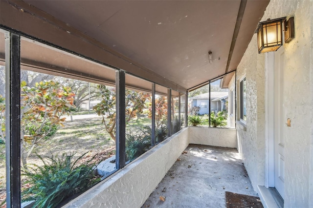 view of unfurnished sunroom