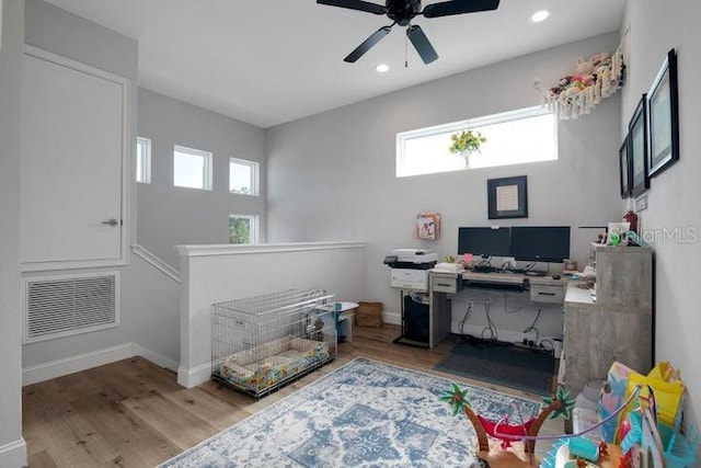 office area featuring a healthy amount of sunlight and hardwood / wood-style floors