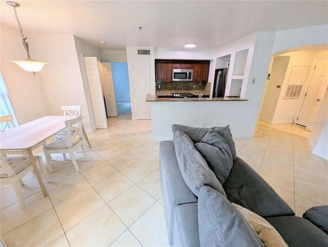 view of tiled living room