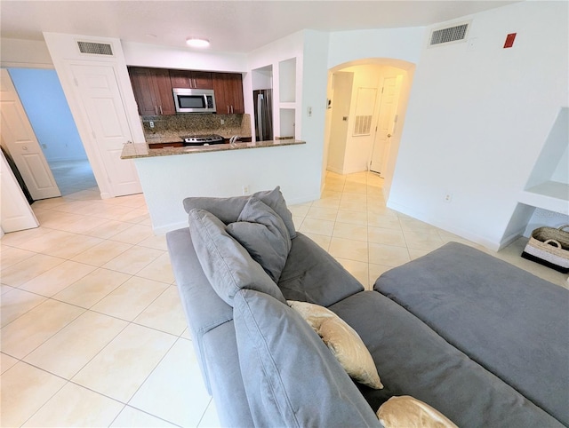 view of tiled living room