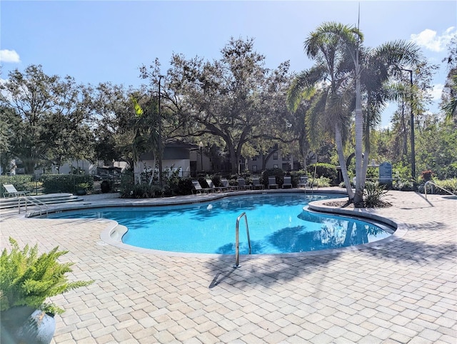 view of swimming pool featuring a patio