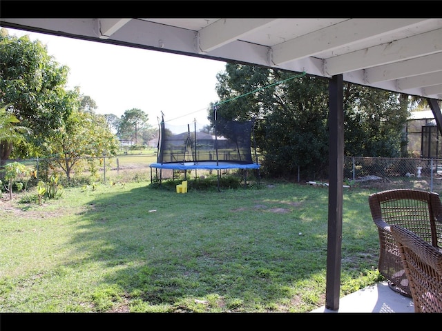 view of yard with a trampoline