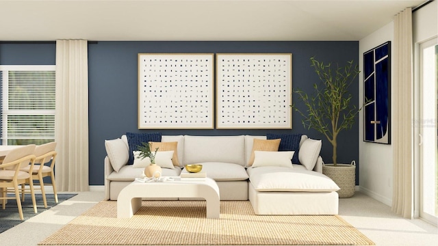 carpeted living room with a wealth of natural light