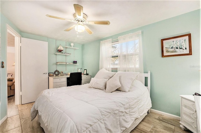 bedroom featuring ceiling fan