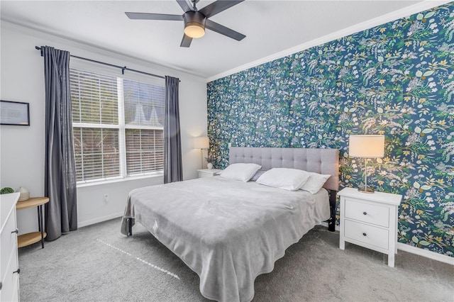 4221 W Spruce St Unit 1325, Tampa, FL 33607 - carpeted bedroom with ornamental molding and ceiling fan
