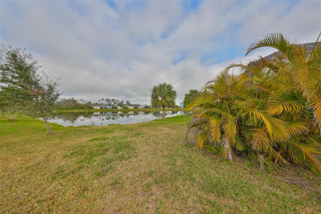 view of yard featuring a water view