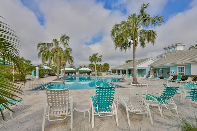 pool featuring a gazebo and a patio area