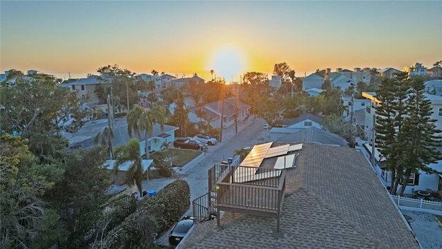 view of aerial view at dusk