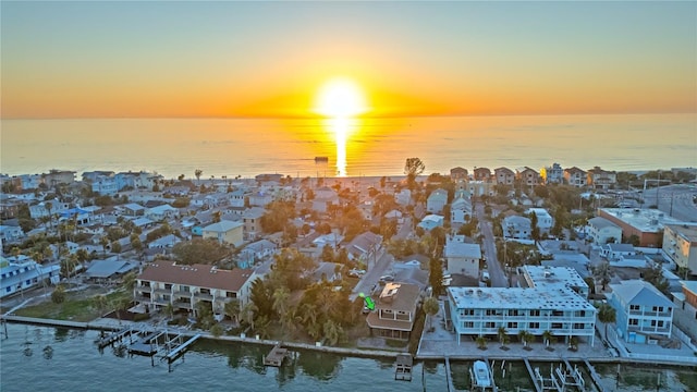 property view of water with a dock