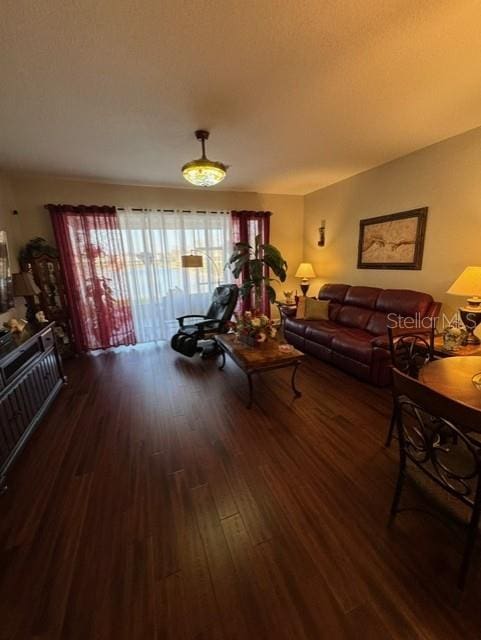 living room with wood-type flooring