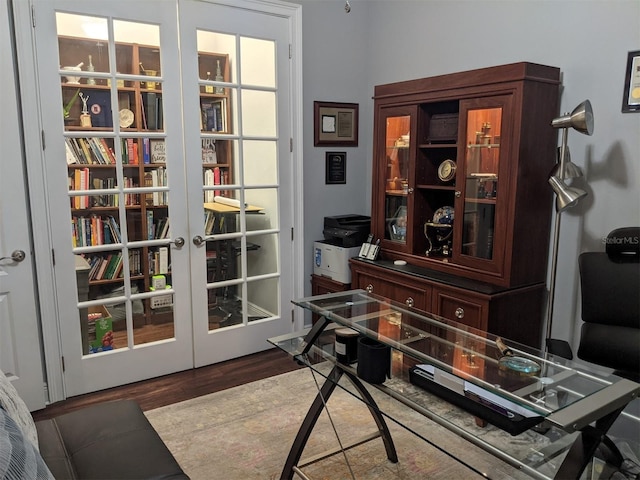 interior space featuring hardwood / wood-style flooring and french doors