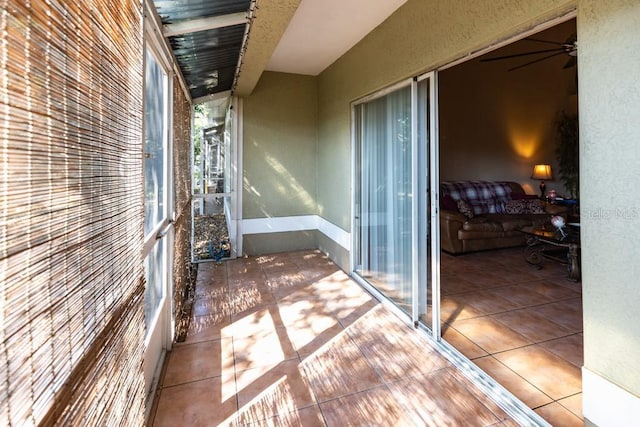 balcony with ceiling fan