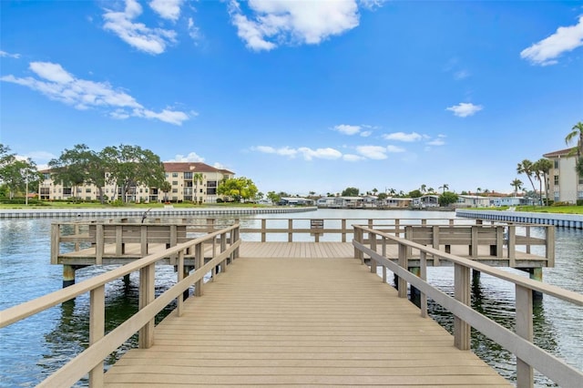 dock area featuring a water view